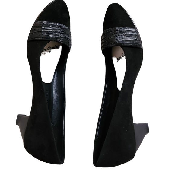 Vintage Joy Chen Venus Women's Black Suede Heels w/Box and Dust Bag Size 8.5 - Picture 6 of 10